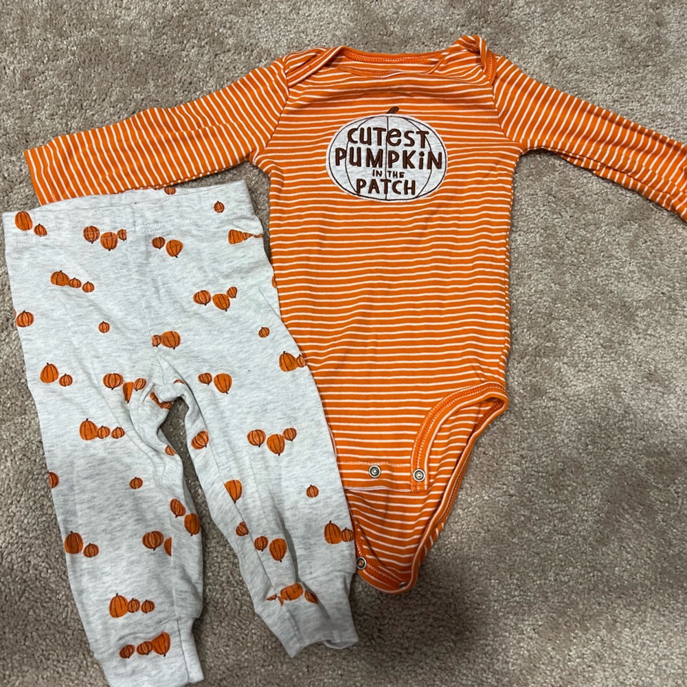 Carter's Orange and Gray Striped Bodysuit Set
